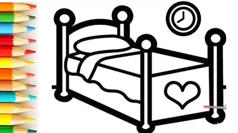 How to draw a CHILDREN'S BED / Как нарисовать ДЕТСКУЮ КРОВАТЬ. Раскраска Мебель