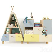 Книжный шкаф. Детская мебель Kvikk - Шкафы - 3D модель