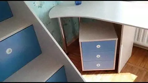 Стол Половинка, тумба Алессандро, стеллаж Зиг Заг, кровать Твинс и полка 2Д
